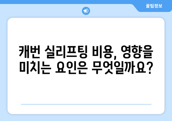 캐번 실리프팅 비용 안내 | 정확한 가격 확인