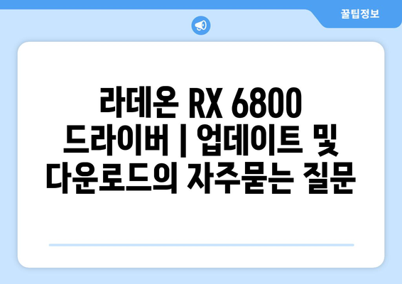 라데온 RX 6800 드라이버 | 업데이트 및 다운로드