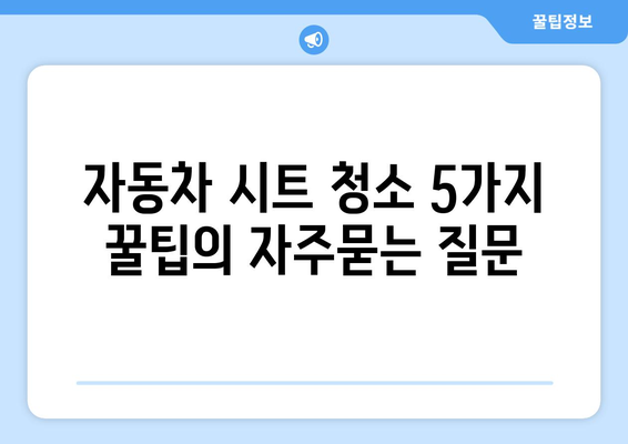 자동차 시트 청소 5가지 꿀팁