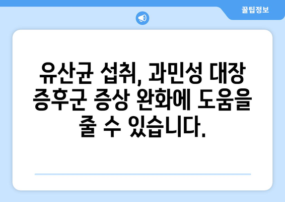 과민성 대장증후군에 효과적인 유산균 | 증상완화를 위한 필수품