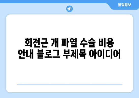 회전근 개 파열 수술 비용 안내