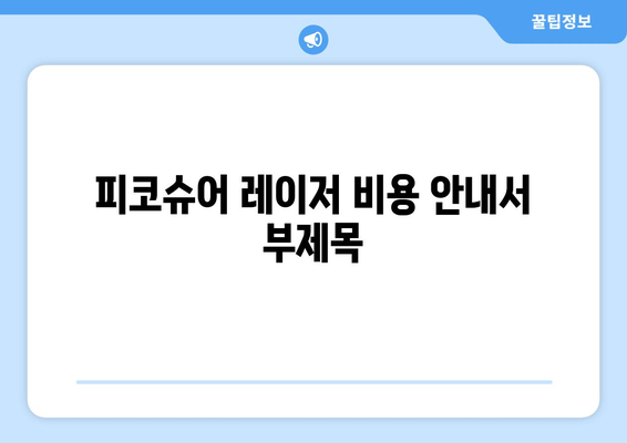 피코슈어 레이저 비용 안내서