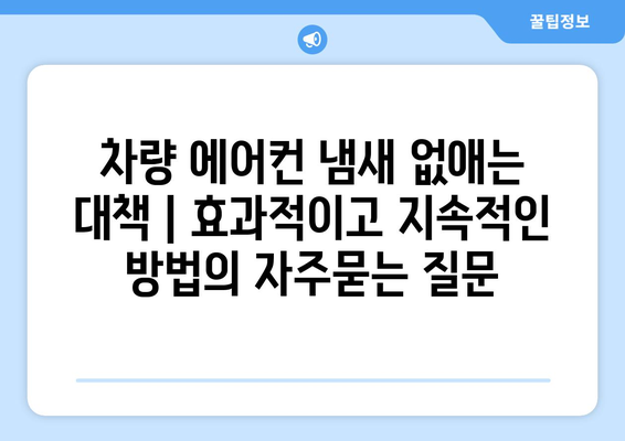 차량 에어컨 냄새 없애는 대책 | 효과적이고 지속적인 방법