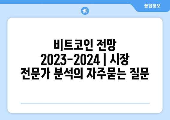 비트코인 전망 2023-2024 | 시장 전문가 분석