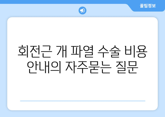 회전근 개 파열 수술 비용 안내