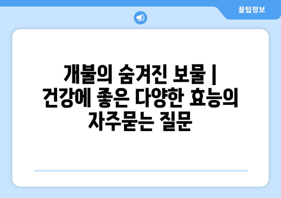 개불의 숨겨진 보물 | 건강에 좋은 다양한 효능