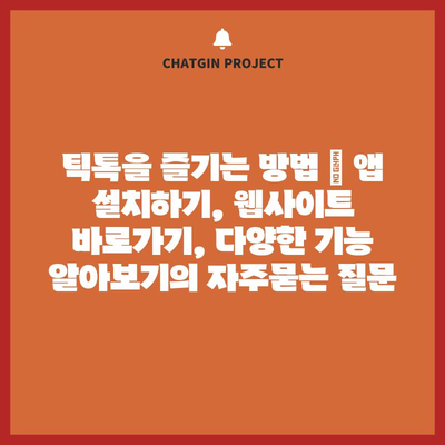 틱톡을 즐기는 방법 | 앱 설치하기, 웹사이트 바로가기, 다양한 기능 알아보기