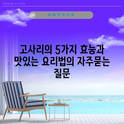 고사리의 5가지 효능과 맛있는 요리법