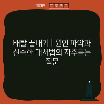 배탈 끝내기 | 원인 파악과 신속한 대처법