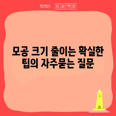 모공 크기 줄이는 확실한 팁