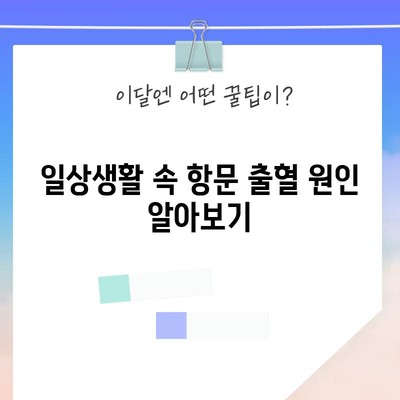 항문 출혈 원인과 안전한 대처법