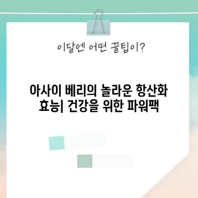 아사이 베리 | 항산화제 파워팩, 건강에 놀라운 효능