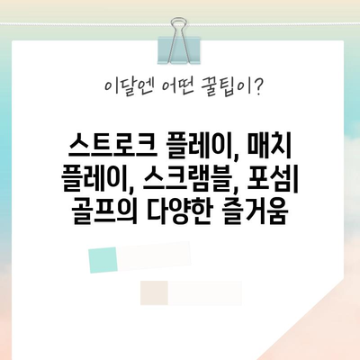 골프 플레이 방식 | 4가지 주요 옵션 비교