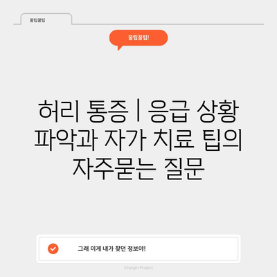 허리 통증 | 응급 상황 파악과 자가 치료 팁