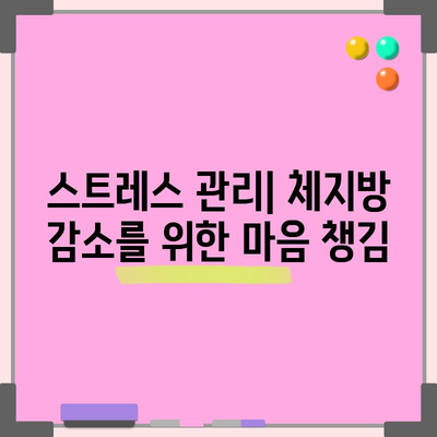 체지방을 효과적으로 줄이는 과학적 방법