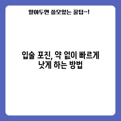 입술 포진을 빠르게 아물게 하는 확실한 방법