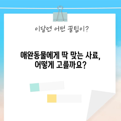 동물 사료 선택 가이드 | 애완동물의 최적의 영양 공급법