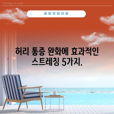 허리통증 완화 스트레칭 | 통증 없는 삶을 위한 루틴