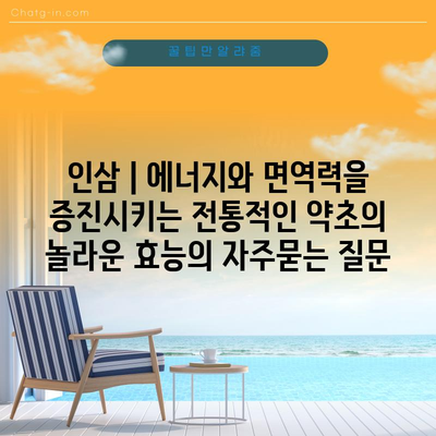 인삼 | 에너지와 면역력을 증진시키는 전통적인 약초의 놀라운 효능