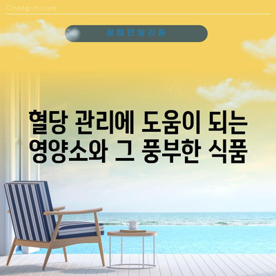 당뇨병 관리를 위한 음식 가이드 | 혈당 수치를 낮추는 식품