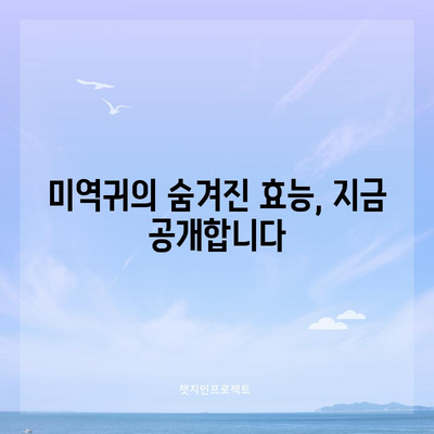 미역귀의 건강 효능 | 면역력 증강과 건강상 우려 해결