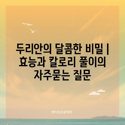 두리안의 달콤한 비밀 | 효능과 칼로리 풀이