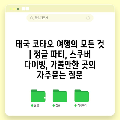 태국 코타오 여행의 모든 것 | 정글 파티, 스쿠버 다이빙, 가볼만한 곳