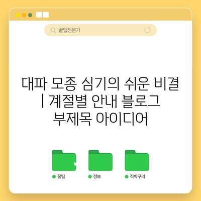 대파 모종 심기의 쉬운 비결 | 계절별 안내