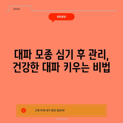 대파 모종 심기의 쉬운 비결 | 계절별 안내