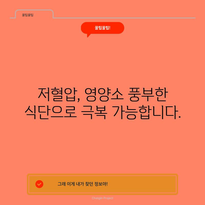 저혈압 개선을 위한 식품 가이드