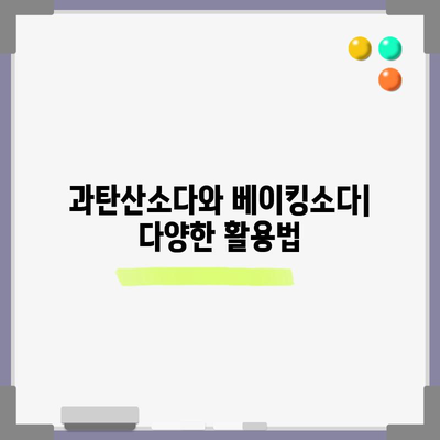 과탄산소다와 베이킹소다 | 차이점 탐구하기