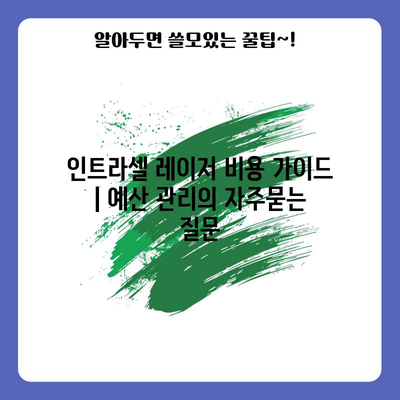 인트라셀 레이저 비용 가이드 | 예산 관리