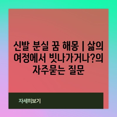 신발 분실 꿈 해몽 | 삶의 여정에서 빗나가거나?