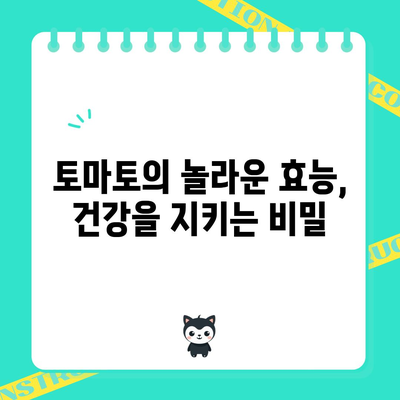 토마토 | 영양가 높고 맛있는, 효능과 칼로리 안내