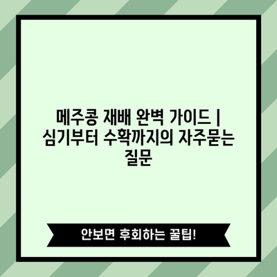 메주콩 재배 완벽 가이드 | 심기부터 수확까지