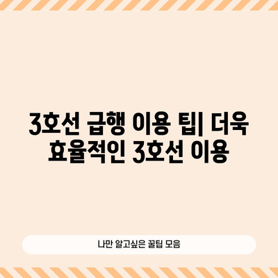 급행 지하철 3호선 | 노선도, 시간표, 급행 정박 역 안내