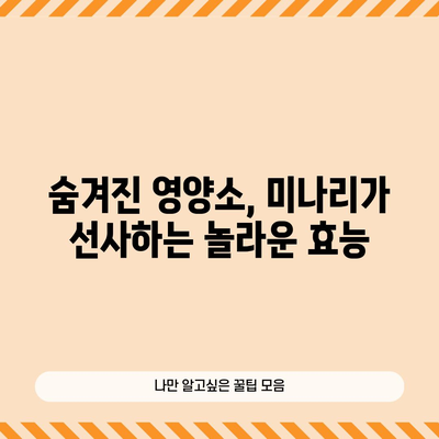 미나리의 10가지 알려지지 않은 효능 | 봄나물의 숨겨진 경이로움