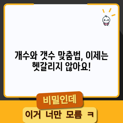 개수와 갯수의 맞춤법 헷갈김 해소하기