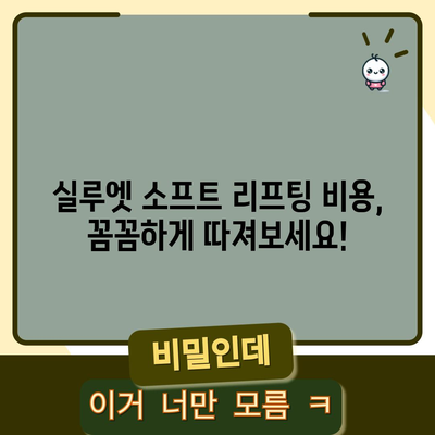 실루엣 소프트 리프팅 가격 안내 | 꼭 알아야 할 비용