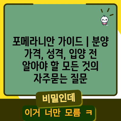 포메라니안 가이드 | 분양 가격, 성격, 입양 전 알아야 할 모든 것