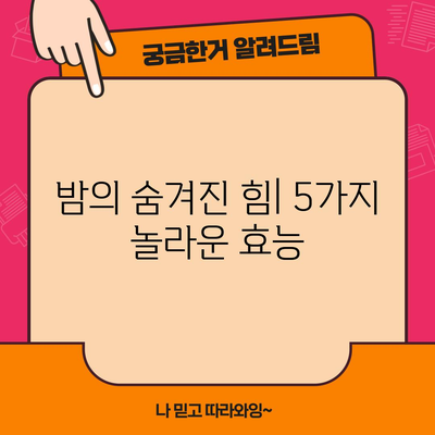 가을철 필수 영양소가 가득한 밤의 다섯 가지 숨겨진 힘