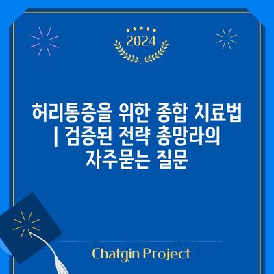 허리통증을 위한 종합 치료법 | 검증된 전략 총망라