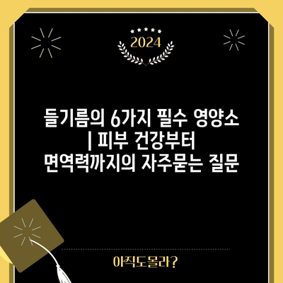 들기름의 6가지 필수 영양소 | 피부 건강부터 면역력까지