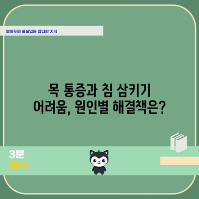 침삼킬 때 목통증 원인 5가지, 불쾌한 증상의 이유
