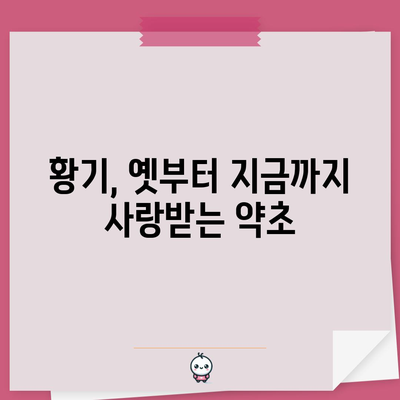 황기의 다양한 효능 | 전통 의학에서 현대까지