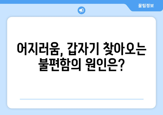 갑작스러운 어지러움의 원인과 대처법