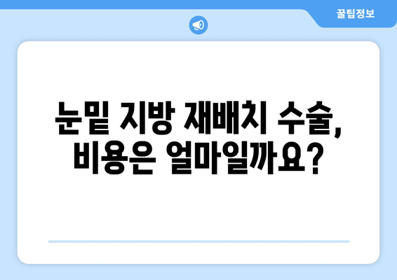 눈밑 지방 재배치 수술 | 비용, 회복 기간, 시술 방법