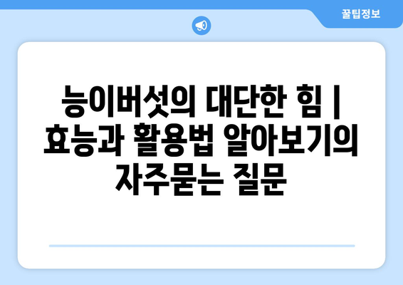 능이버섯의 대단한 힘 | 효능과 활용법 알아보기