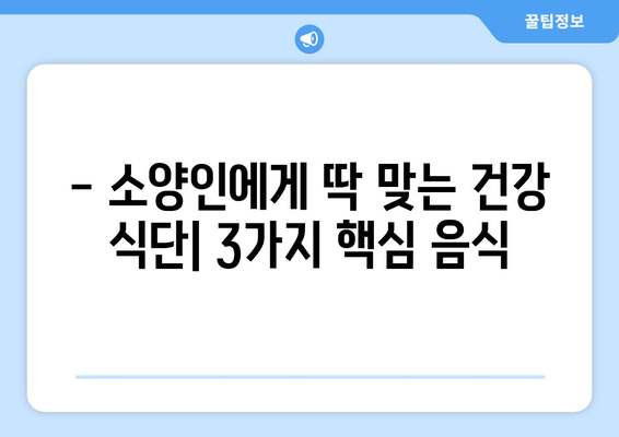 소양인 신체 관리에 좋은 음식 3가지