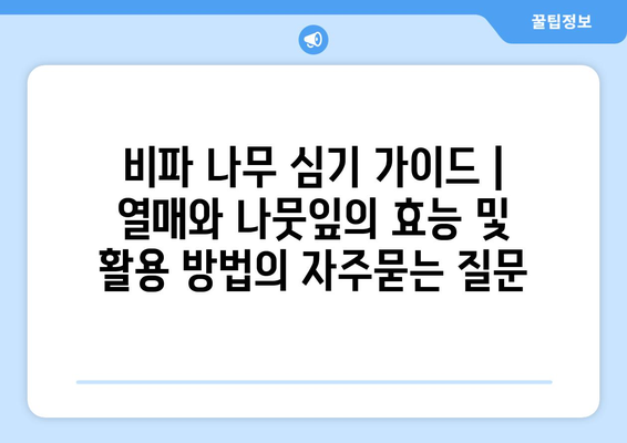 비파 나무 심기 가이드 | 열매와 나뭇잎의 효능 및 활용 방법